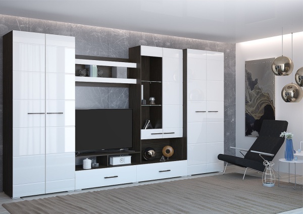 Гостиная Нэнси-4 МДФ (Ш-3600 × В-2000 × Г-570 мм)/Разные Цвета