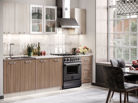 Кухонный Гарнитур Екатерина 2000 мм ЛДСП/Ясень Шимо Темный + Ясень Шимо Светлый