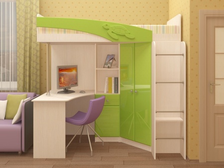 Детская Чердак Ириска МДФ Разные Цвета ( 2,03х1,95х1,2/спальное место 0,8х2,0)