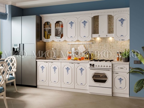 Кухонный Гарнитур Лиза/Принт Синий Цветок МДФ 2000 мм